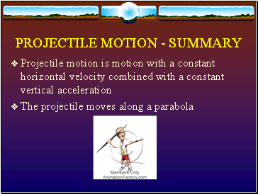 Projectile motion - summary
