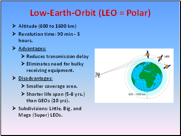 Low-Earth-Orbit (LEO = Polar)