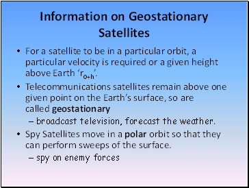 Information on Geostationary Satellites