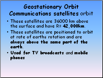 Geostationary Orbit Communications satellites orbit