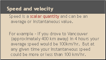 Speed and velocity