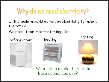 Why do we need electricity?
