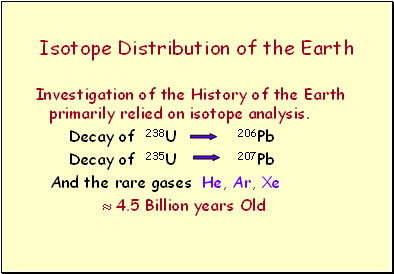 Isotope Distribution of the Earth