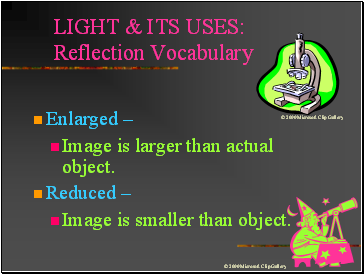 LIGHT & ITS USES: Reflection Vocabulary