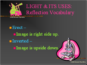 LIGHT & ITS USES: Reflection Vocabulary