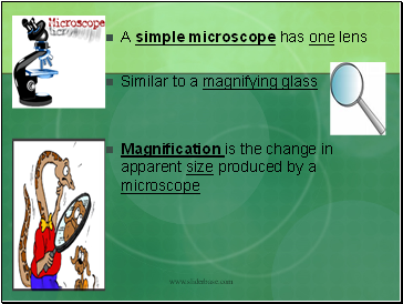 A simple microscope has one lens