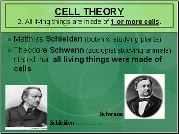 CELL THEORY 2. All living things are made of 1 or more cells.