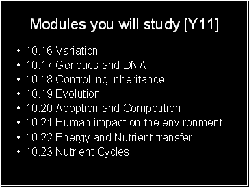 Modules you will study [Y11]
