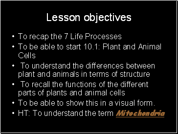 Lesson objectives