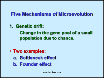 Five Mechanisms of Microevolution