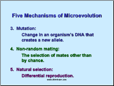 Five Mechanisms of Microevolution