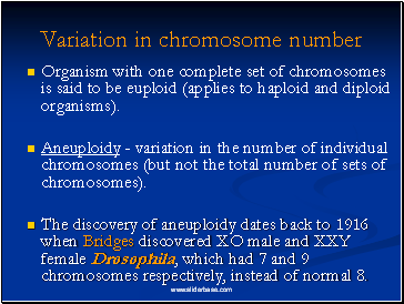 Variation in chromosome number