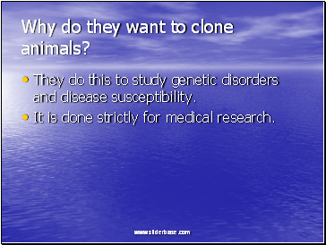 Why do they want to clone animals?