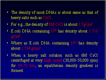 The density of most DNAs is about same as that of heavy salts such as CsCl.