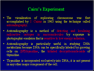 Cairn’s Experiment