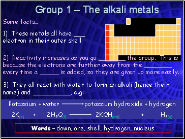 Group 1 – The alkali metals