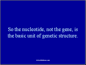 So the nucleotide, not the gene, is the basic unit of genetic structure.