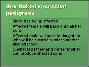 Sex linked recessive pedigrees