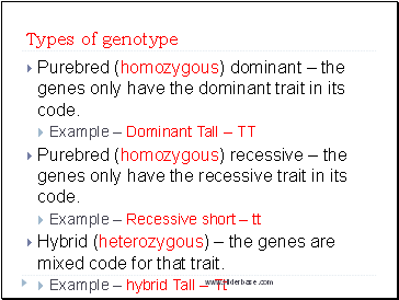 Types of genotype