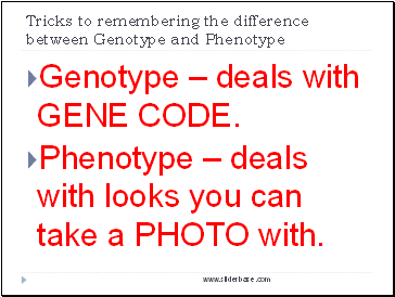 Tricks to remembering the difference between Genotype and Phenotype