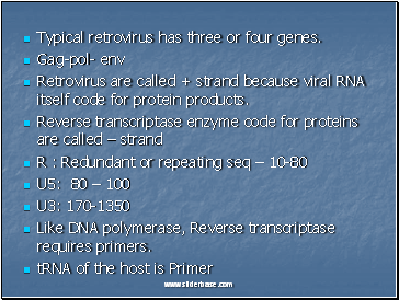 Typical retrovirus has three or four genes.