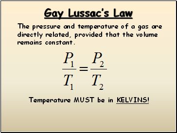 Gay Lussac’s Law