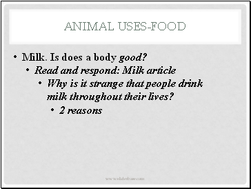 Animal uses-food