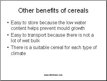 Other benefits of cereals