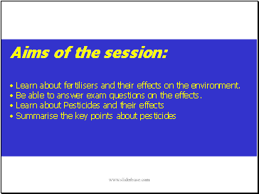Aims of the session: