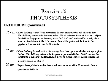 Exercise #6 PHOTOSYNTHESIS