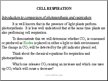 CELL RESPIRATION