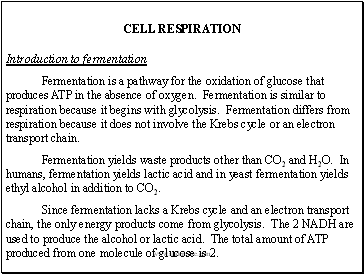 CELL RESPIRATION