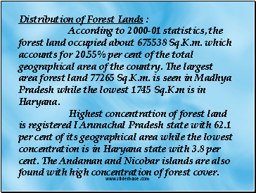 Distribution of Forest Lands :