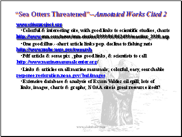 Sea Otters Threatened--Annotated Works Cited 2