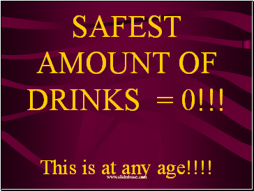 SAFEST AMOUNT OF DRINKS = 0!!! This is at any age!!!!