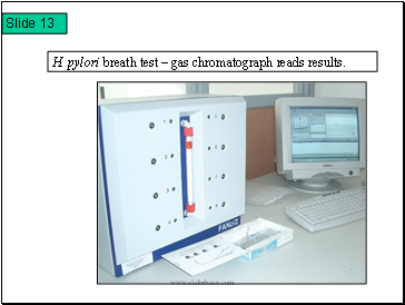 H. pylori breath test  gas chromatograph reads results.