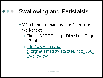 Swallowing and Peristalsis