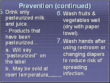 Prevention (continued)