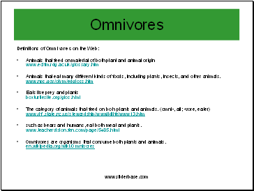 Definitions of Omnivores on the Web: