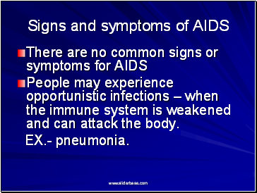 Signs and symptoms of AIDS
