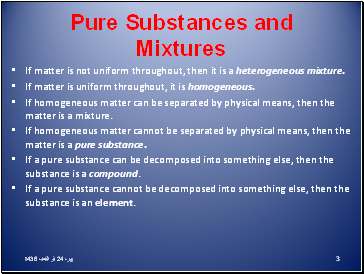 Pure Substances and Mixtures