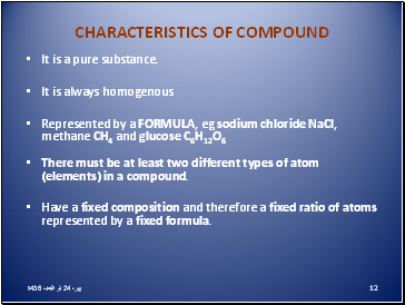 Characteristics of compound
