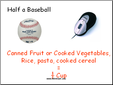 Canned Fruit or Cooked Vegetables, Rice, pasta, cooked cereal = ½ Cup