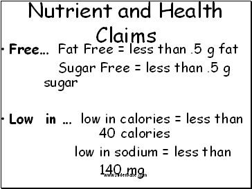 Nutrient and Health Claims