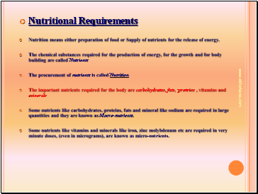 Nutritional Requirements