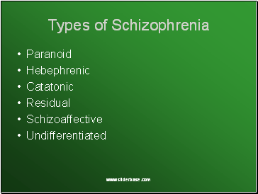 Types of Schizophrenia