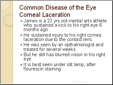 Common Disease of the Eye Corneal Laceration