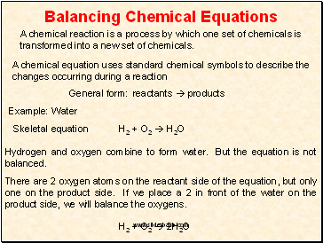 Balancing Chemical Equations