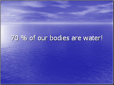 70 % of our bodies are water!