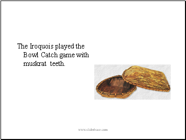 The Iroquois played the Bowl Catch game with muskrat teeth.
